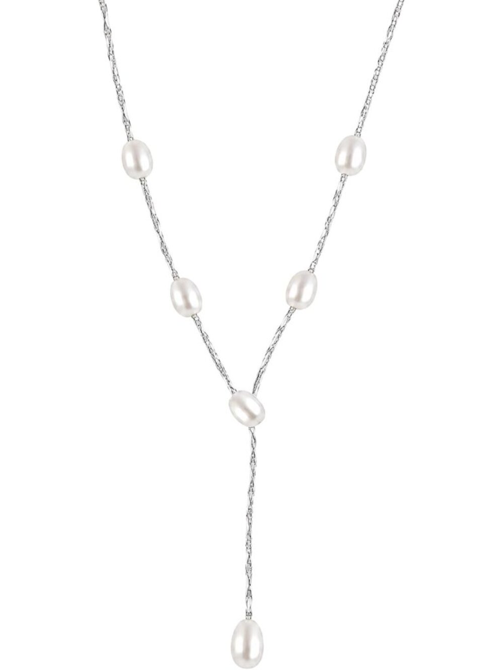 Elegant Freshwater Pearl Y Necklace | .925 Sterling Silver Long Drop Lariat for